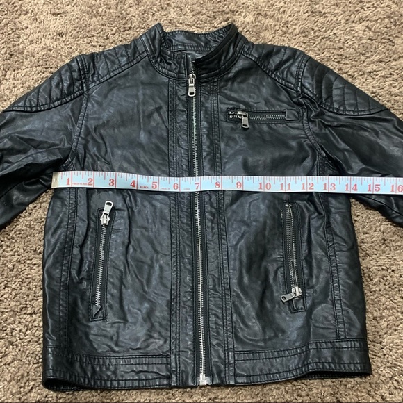 H&M kids 6/7y black vegan leather motorcycle jacket - Picture 7 of 9